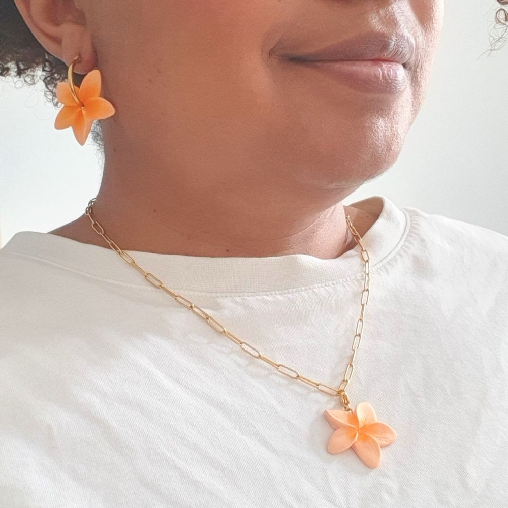 Duo Frangipanier - Collier + Boucles assorties