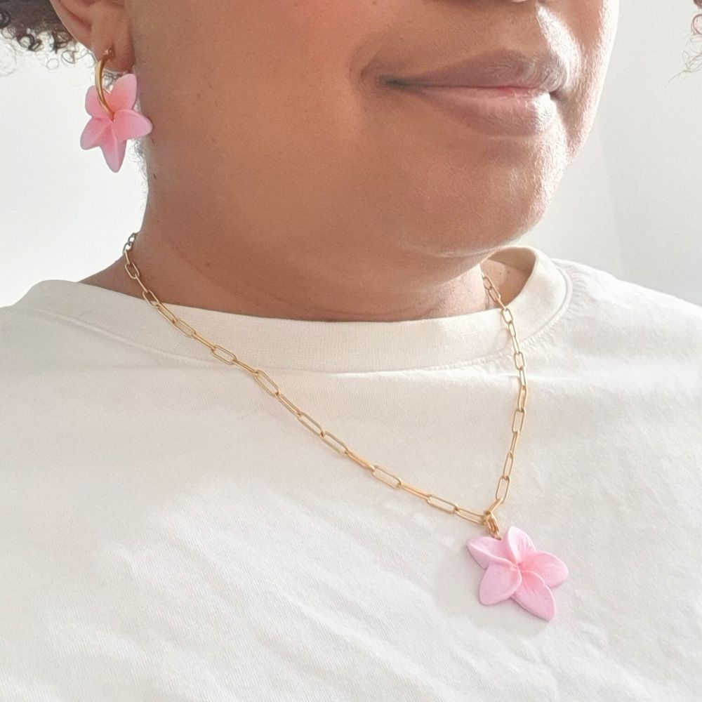 Duo Frangipanier - Collier + Boucles assorties