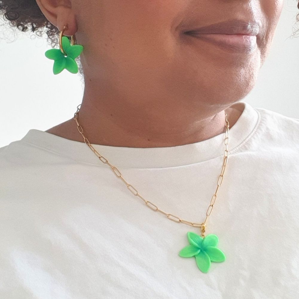Duo Frangipanier - Collier + Boucles assorties