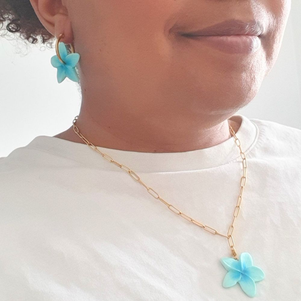 Duo Frangipanier - Collier + Boucles assorties