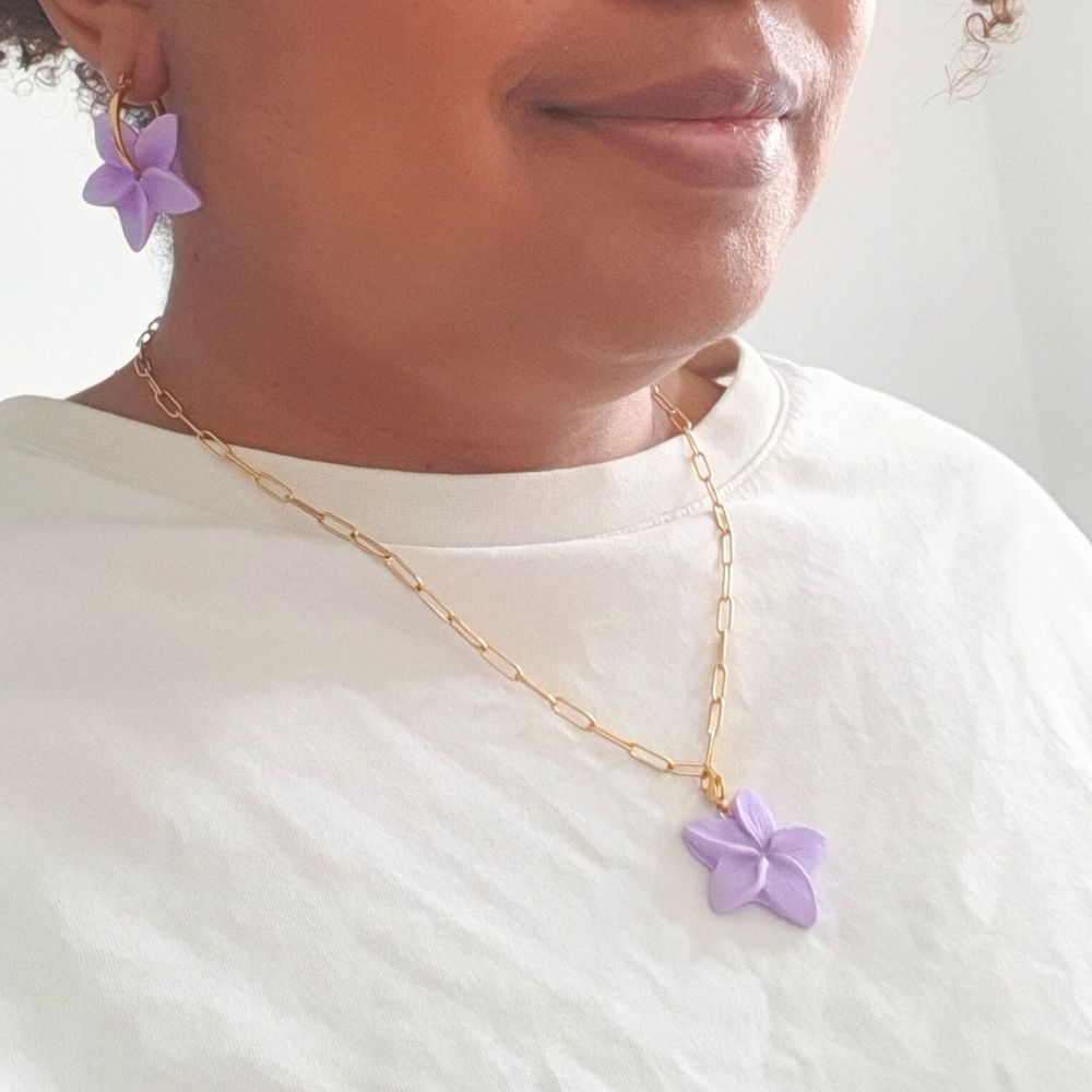 Duo Frangipanier - Collier + Boucles assorties