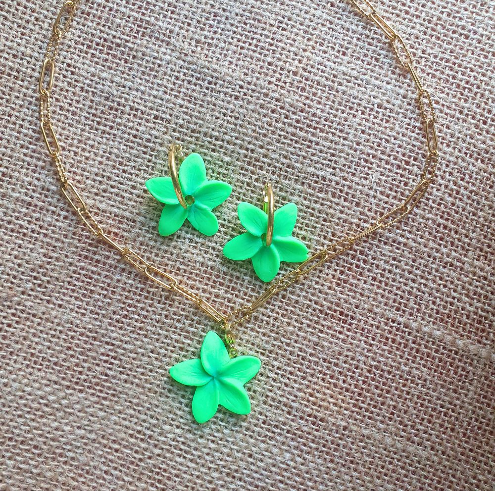 Duo Frangipanier - Collier + Boucles assorties