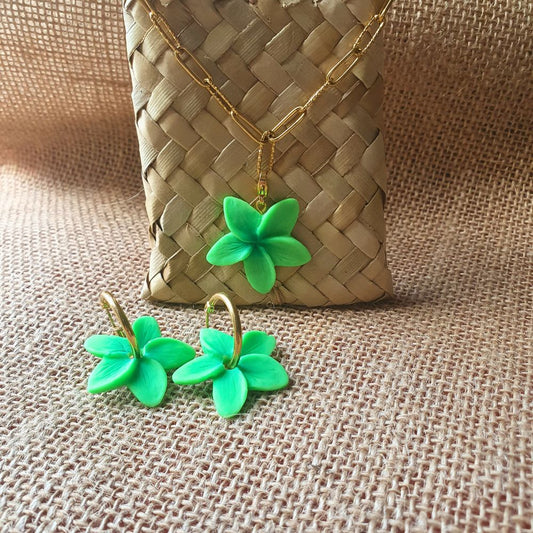 Duo Frangipanier - Collier + Boucles assorties