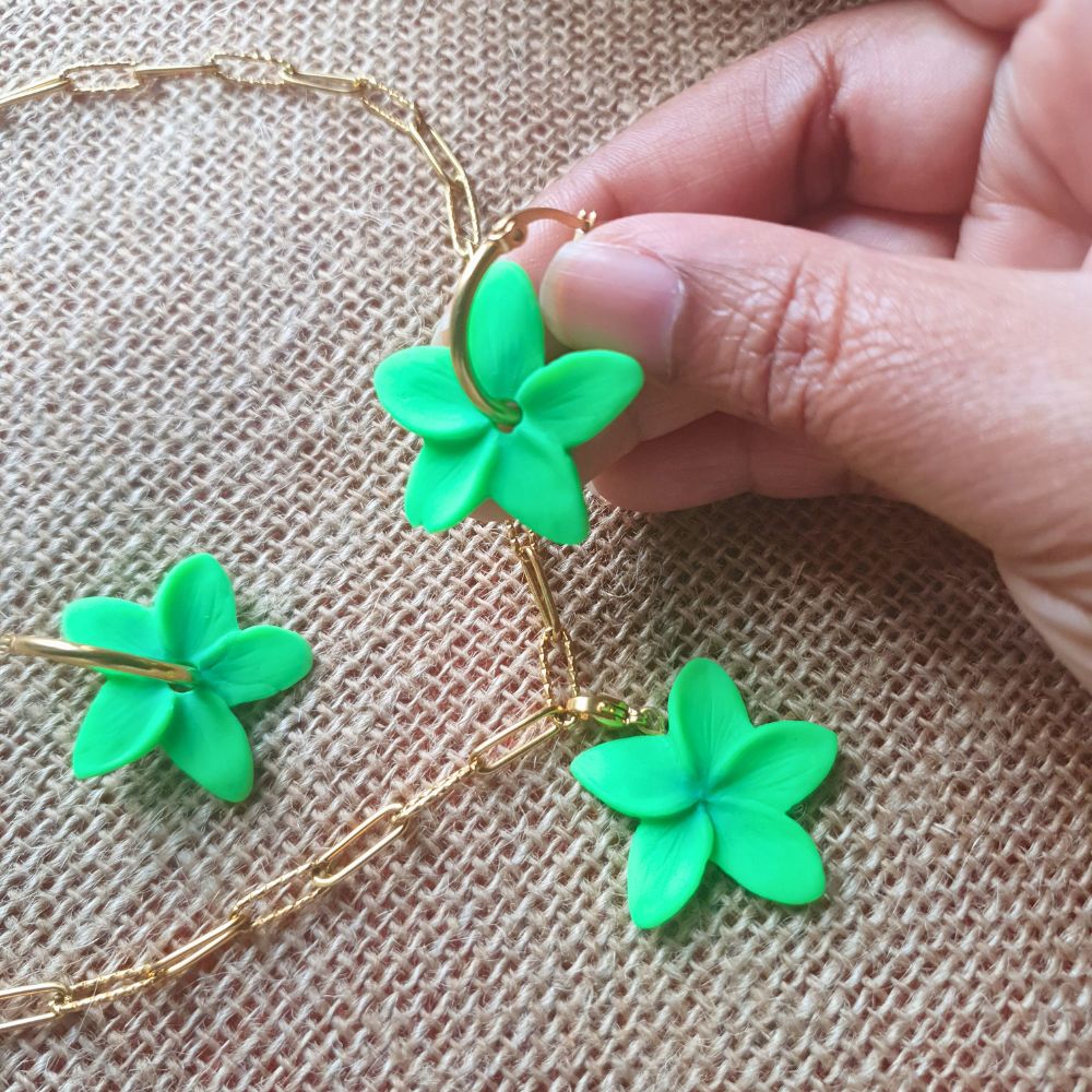 Duo Frangipanier - Collier + Boucles assorties