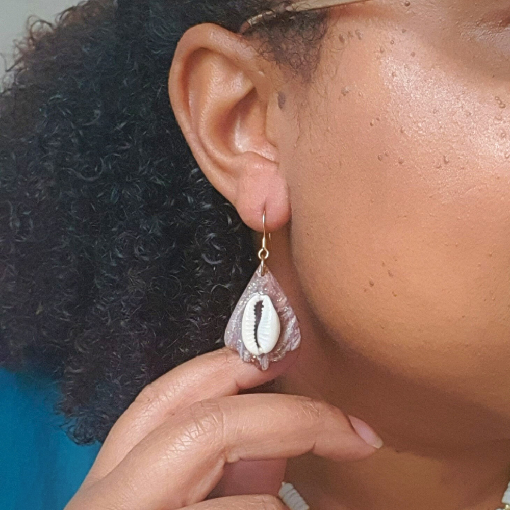 Boucles d'oreilles cauri artisanales | Sagesse