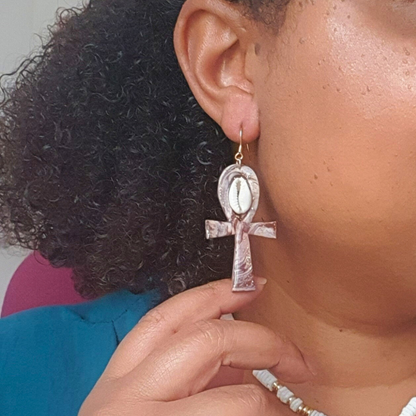 Boucles d'oreilles croix Ankh artisanales | Force