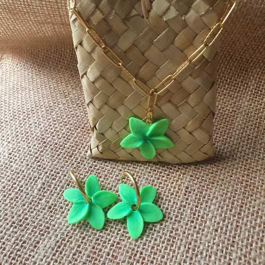 Duo Frangipanier - Collier + Boucles assorties