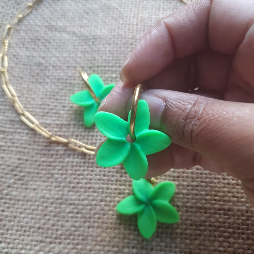 Duo Frangipanier - Collier + Boucles assorties