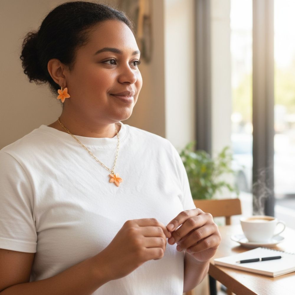 Duo Frangipanier - Collier + Boucles assorties