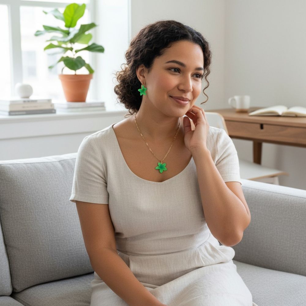 Duo Frangipanier - Collier + Boucles assorties