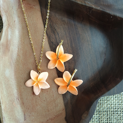 Parure frangipanier artisanale | Collier + Boucles