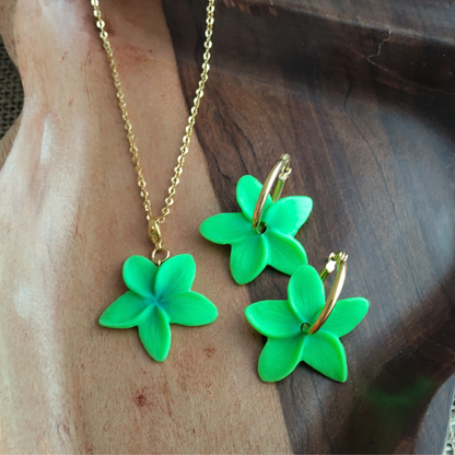 Parure frangipanier artisanale | Collier + Boucles